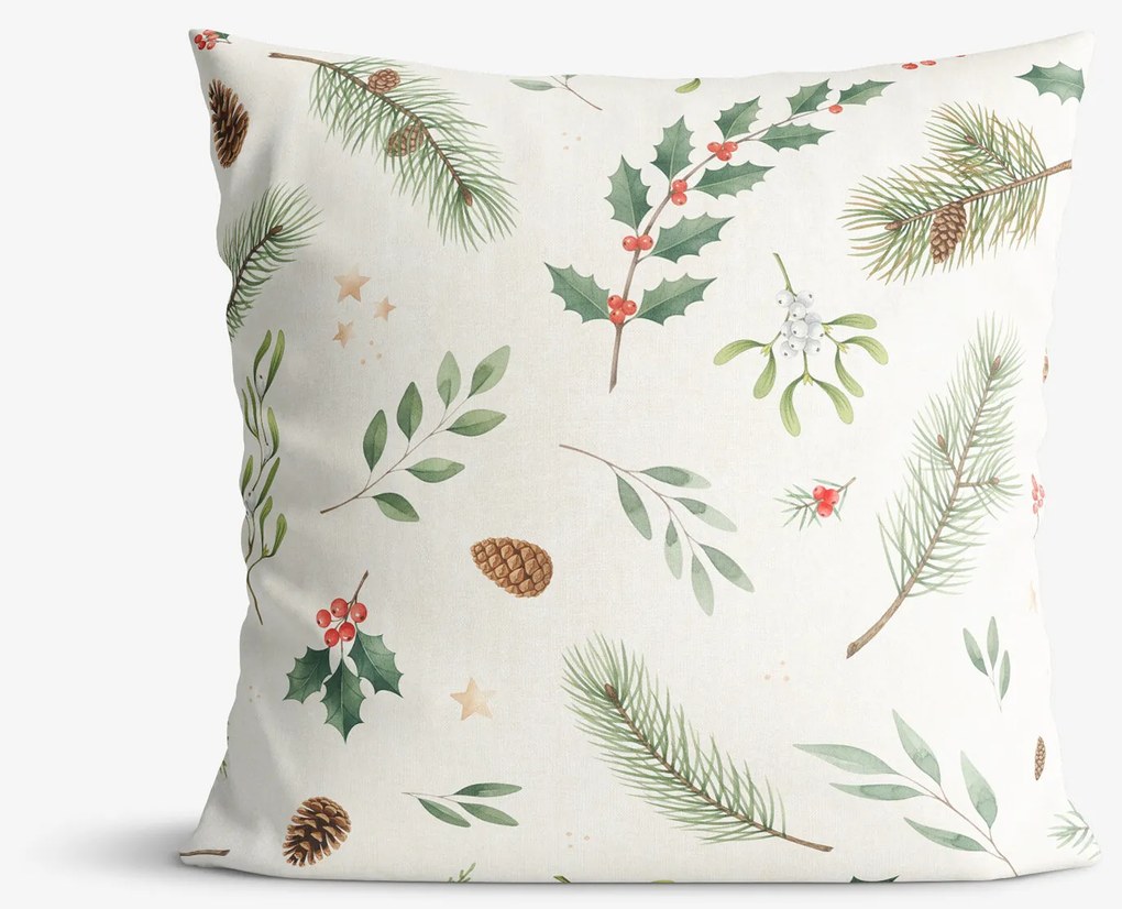 Goldea vianočná dekoračná obliečka na vankúš - zimné vetvičky 40 x 40 cm