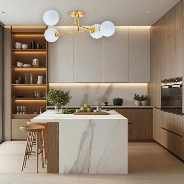 Luster na tyči 4xE27/35W/230V pr. 70 cm zlatá