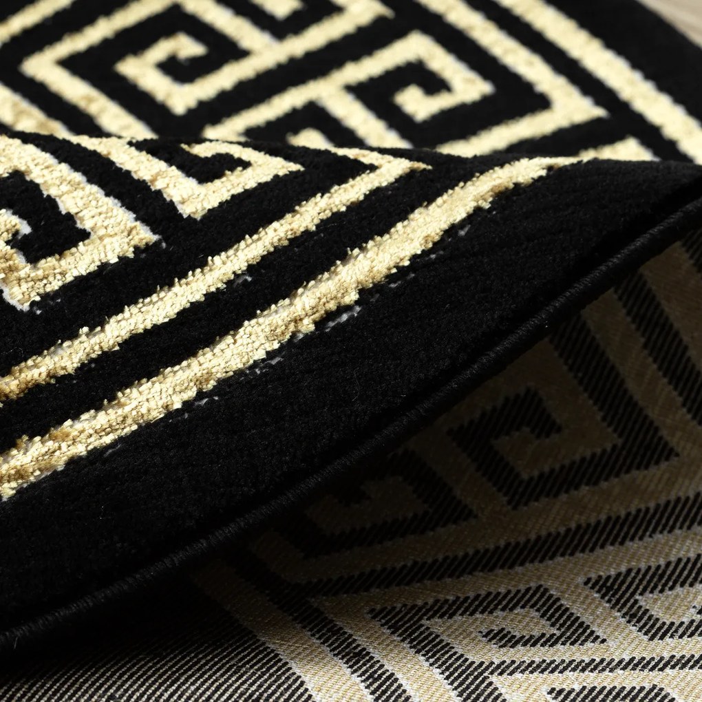 Dywany Łuszczów, Kusový koberec Allure 1968 black/gold kruh, 200x200 (priemer) kruh, čierna, kancelária