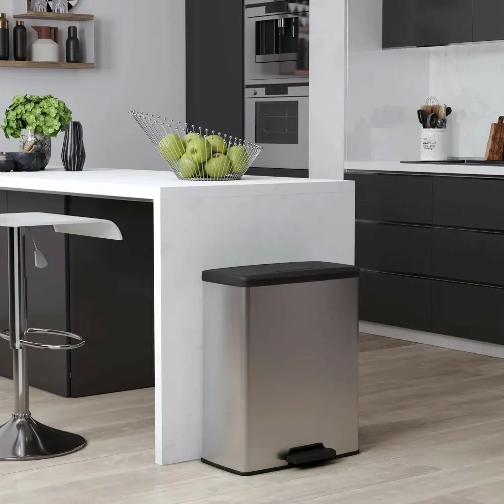 CURVER Deco Bin Odpadkový Kôš na triedený odpad Strieborná/čierna 26l 26l, 26 + 26 l