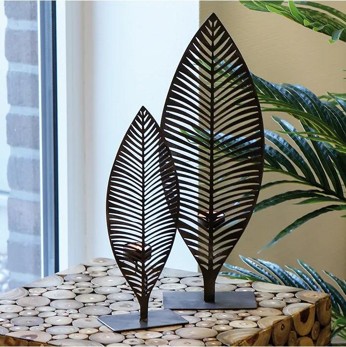 Svietnik kovový Palm Leaf, 33 cm