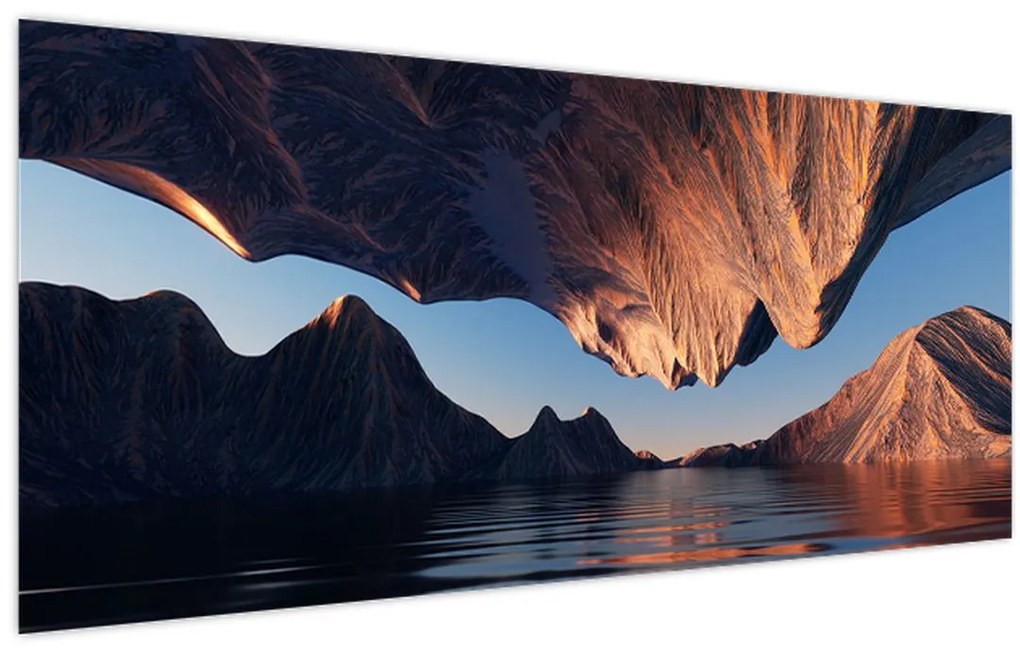 Obraz - 3D útesy (120x50 cm)