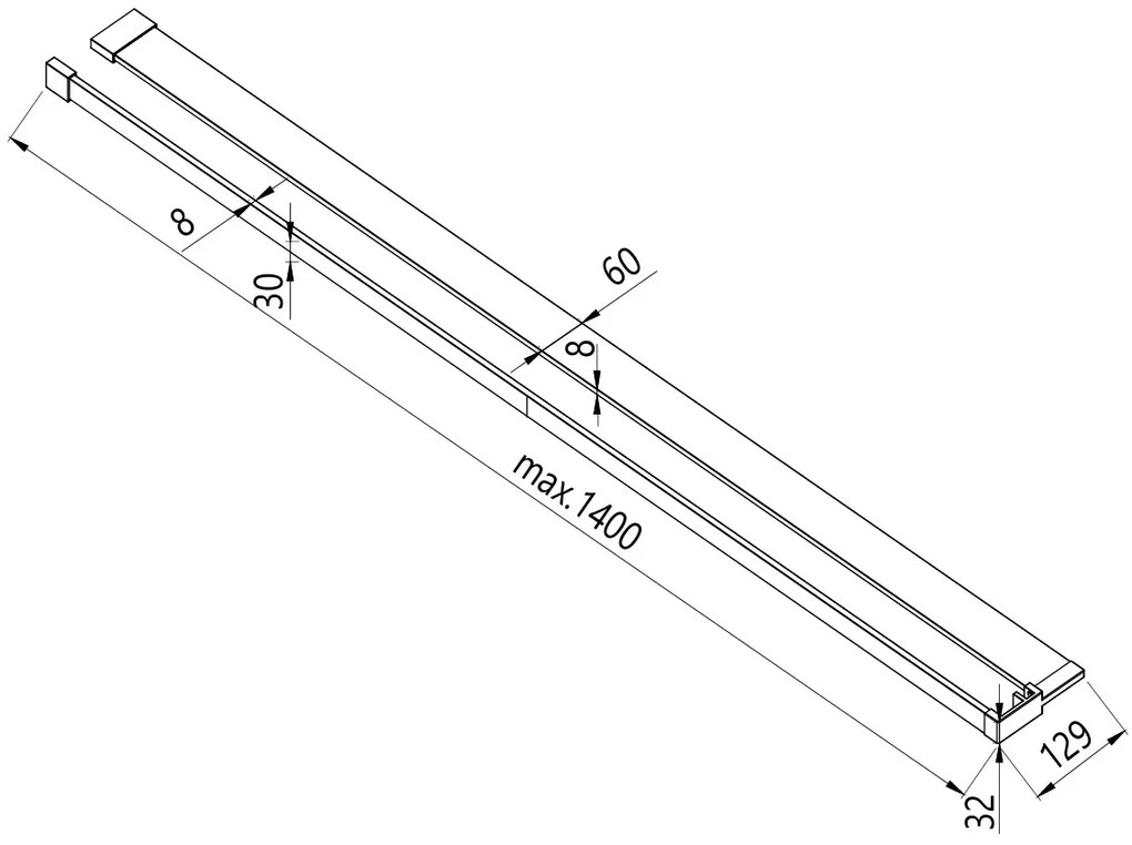 Erga Paris, polička/držiak na uteráky pre sprchovú zástenu (max. 140cm), čierna matná, ERG-V02-PARIS-SHELF-BK