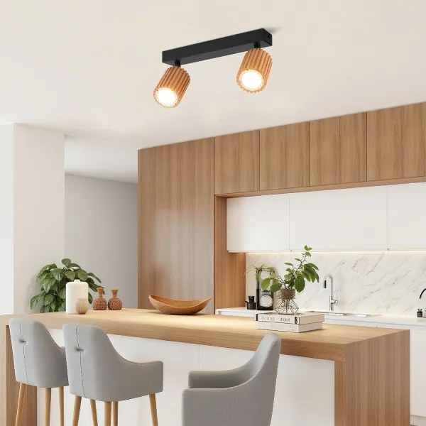 Brilagi - Bodové svietidlo MODERN WOOD 2xGU10/8W/230V drevené/čierne