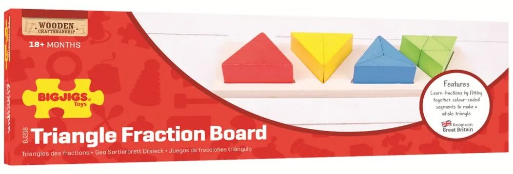 Bigjigs Toys Vkladacie puzzle zlomky trojuholníky