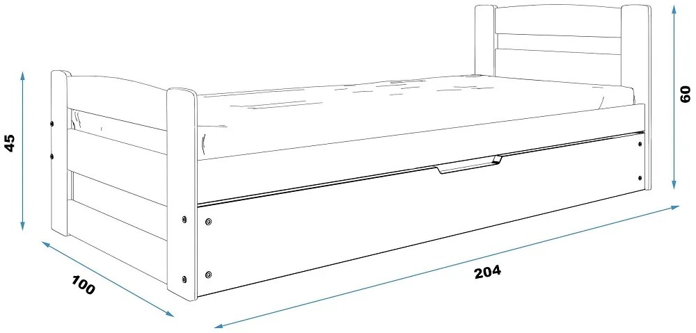 Detská posteľ ERNIE s úložným priestorom 200x90 cm - biela