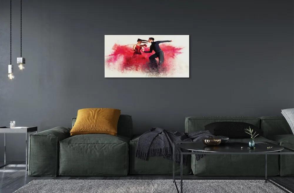 Sklenený obraz Ľudia červený dym 125x50 cm