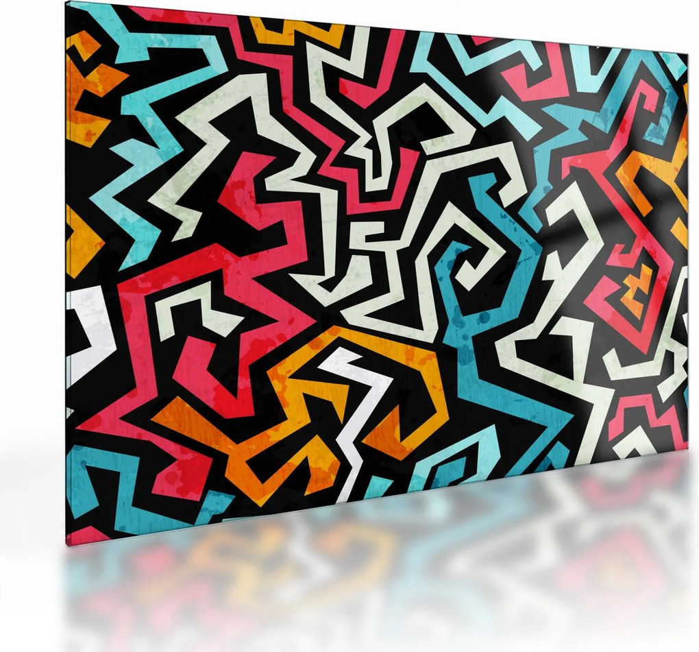 Sklenený obraz grafické abstrakcie (70x50 cm)