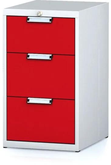 Alfa 3 Dielenský zásuvkový box na náradie MECHANIC, 3 zásuvky, 480 x 600 x 840 mm, červené dvere