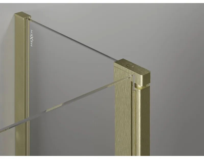 Mexen, Mexen Mist L výklopné sprchové dvere 135 cm, transparentné, brúsené zlaté - 8A4L-135-001-55-00