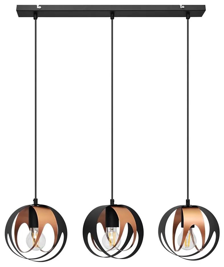 Luster na lanku MOONLIGHT 3xE27/15W/230V čierna/medená