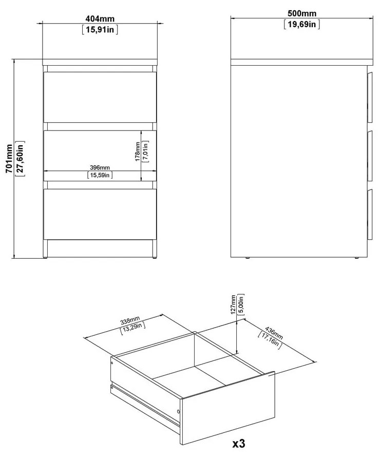 Komoda v dekore duba v prírodnej farbe 40x70x50 cm Naia – Tvilum