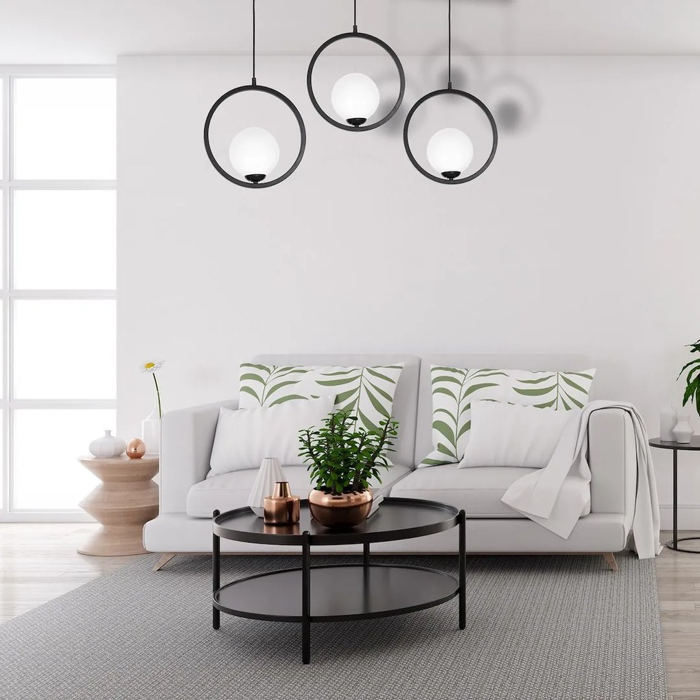 Závesné svietidlo Boston, 3x biele sklenené tienidlo, b