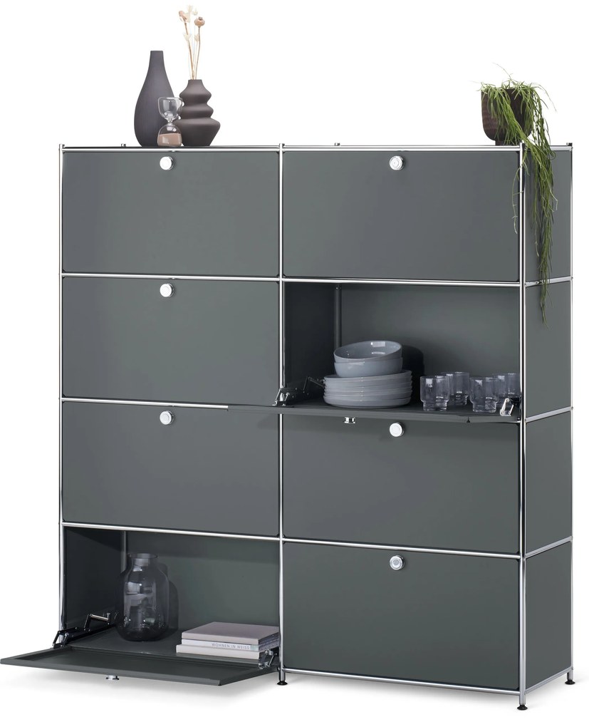 Vysoká komoda »CN3« s 8 výklopnými dvierkami, sivá