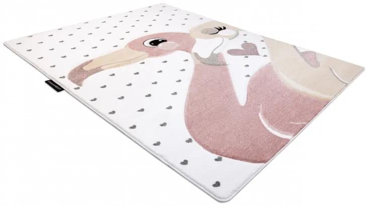 Dywany Łuszczów Detský kusový koberec Petit Flamingos hearts cream - 140x190 cm