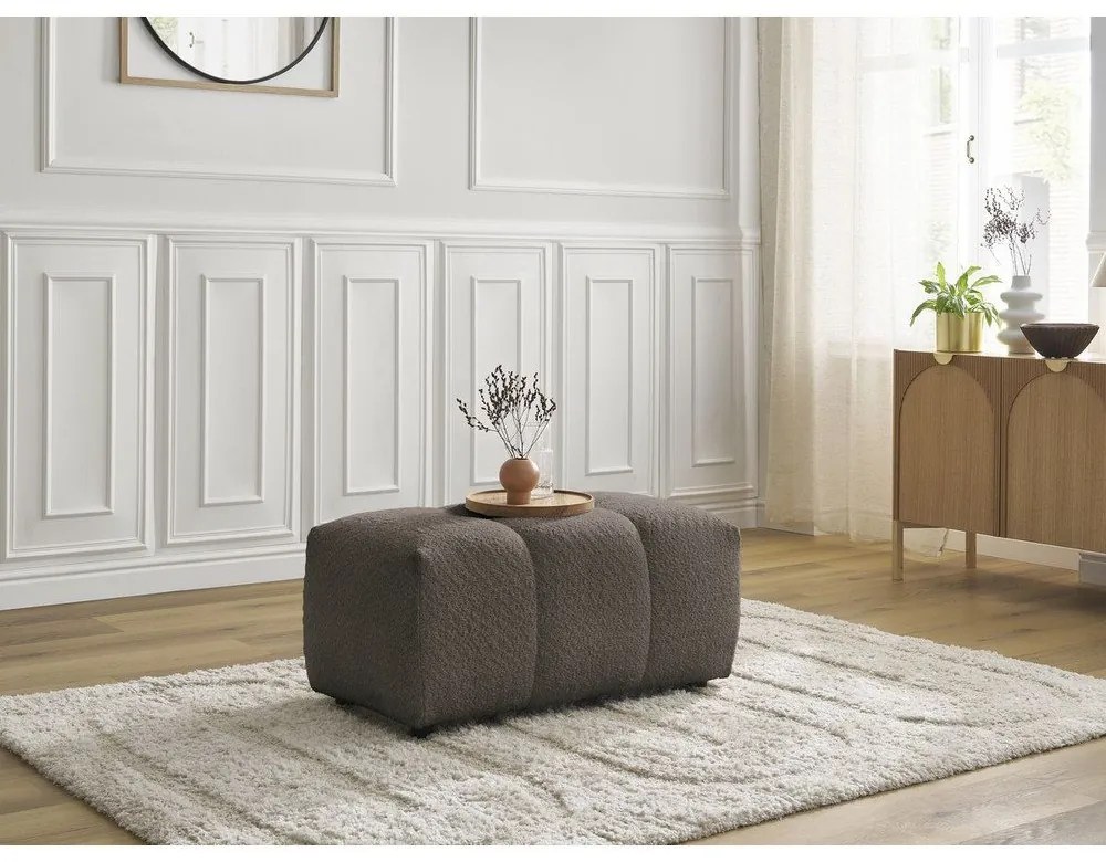 Hnedá podnožka z textílie buklé Roxelane – Bobochic Paris