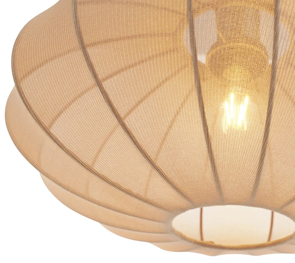 Japandi závesná lampa čierna s hnedým látkovým tienidlom 2-Lights - Bida