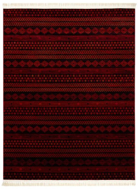 Koberec ORIENT 5132 so strapcami / orientálny, bordový / čierny