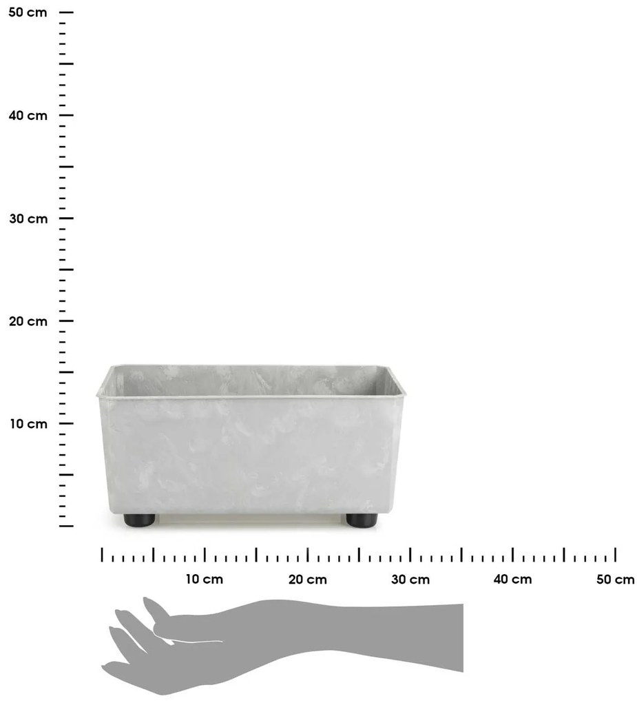 PLASTOVÝ KVETINÁČ SALVIA 28,5X17 CM IMITÁCIA BETÓNU SIVÁ
