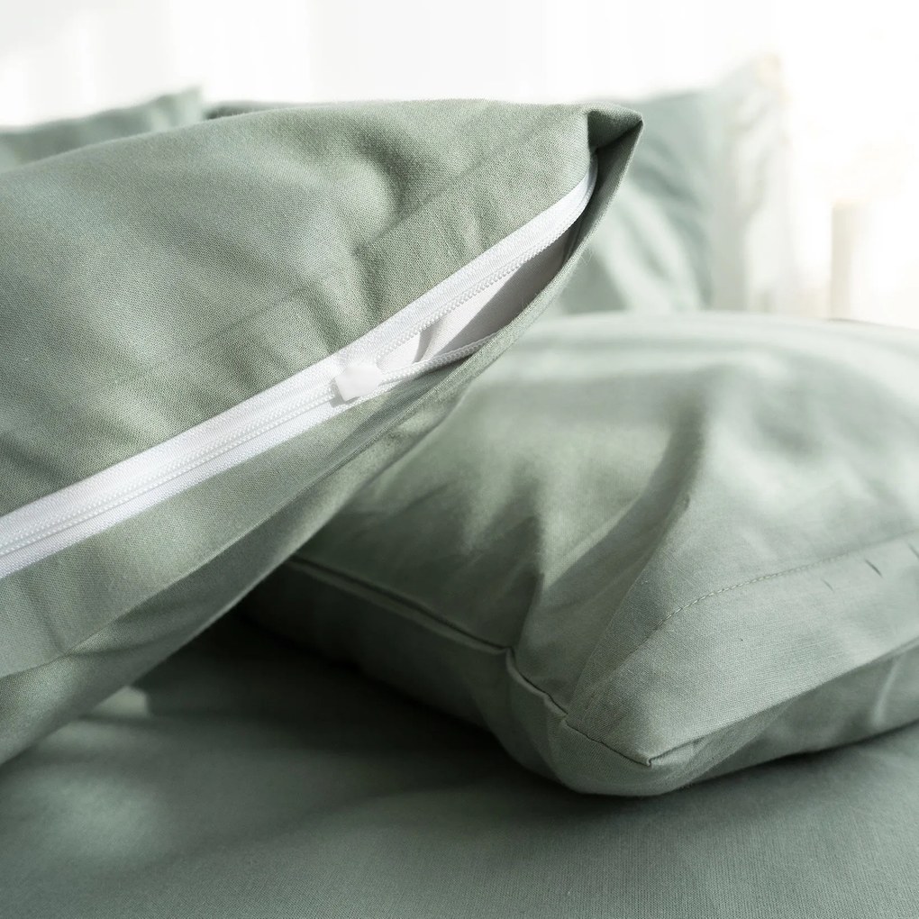 Goldea bavlnené posteľné obliečky - šalviovo zelené 140 x 220 a 70 x 90 cm