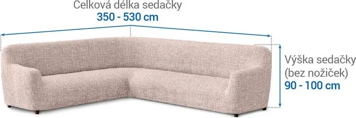 Bielastické poťahy GRAFITI NOVÉ béžové rohová sedačka (š. 350 - 530 cm)