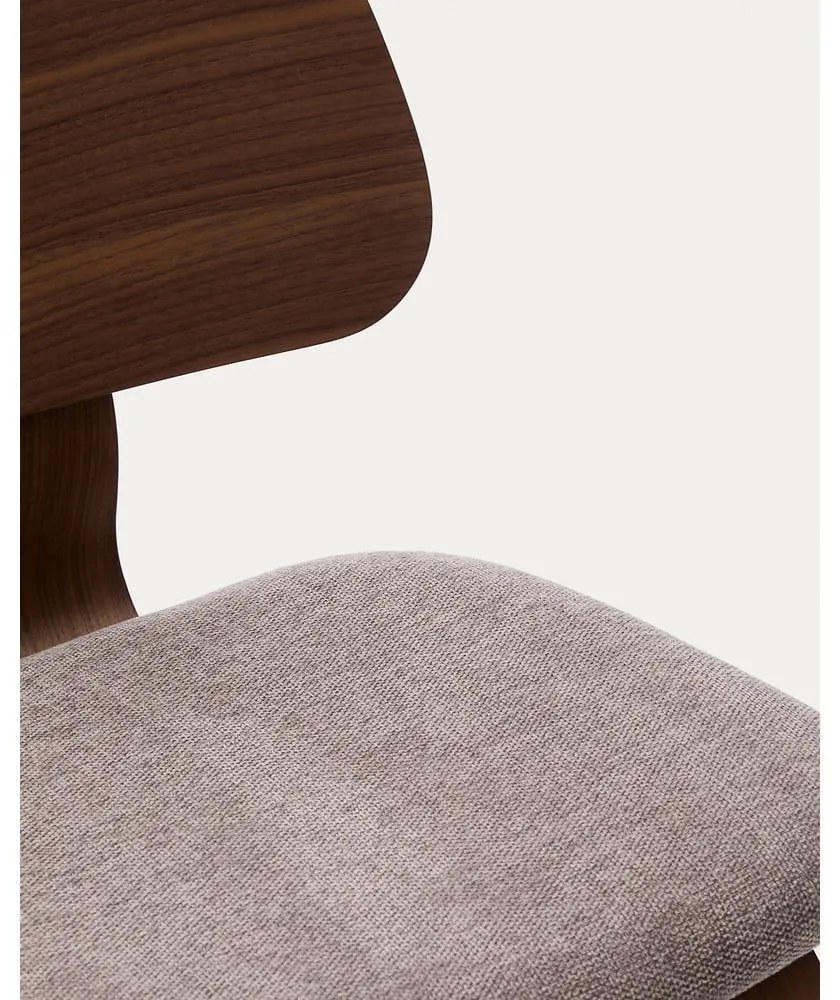 Béžová/tmavohnedá jedálenská stolička v dekore orecha Gena – Kave Home