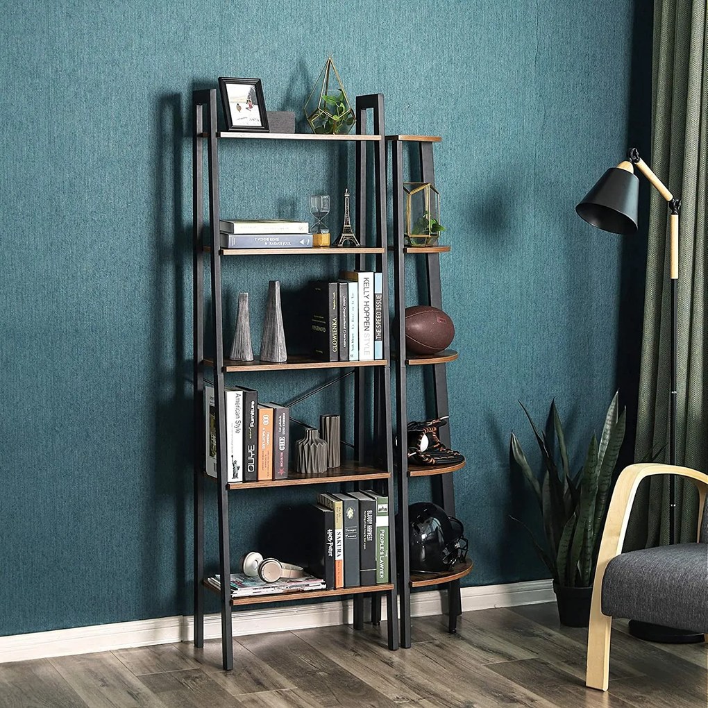 Knižnica TAYLOR 5 políc 172x56 cm, rustikálne hnedá