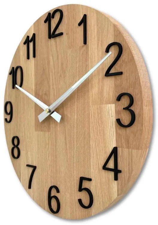Elegantné nástenné hodiny z masívneho dubu I SENTOP MAS016-OSMO-3041-hands/silver