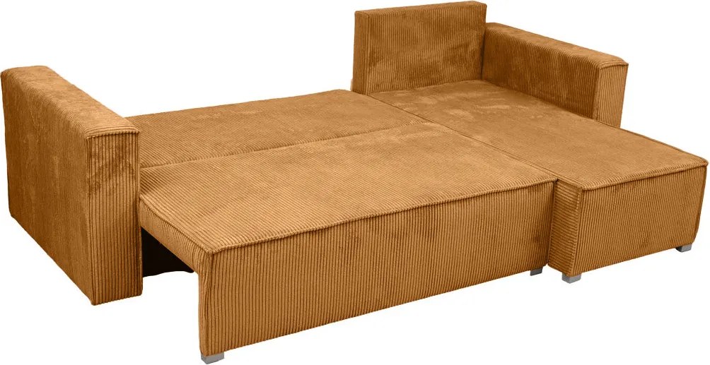 Horčicová rohová pohovka SMART COSARO, obojstranná + 2 vankúšiky ZDARMA