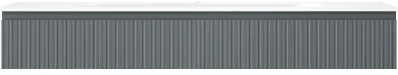 Mexen Rivel, kúpeľňová skrinka 160 cm s umývadlom Vela, 1 zásuvka, drážkovaná, grafitová matná/biela matná, 91A20-16023-1-BF66-W23M0