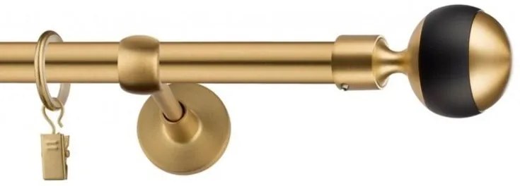 Dekorstudio Garniža jednoradová Guľa GLOBUS zlatá 19mm Dĺžka: 140cm, Typ uchytenia: Držiak otvorený, Typ príslušenstva: Krúžky tiché so štipcami