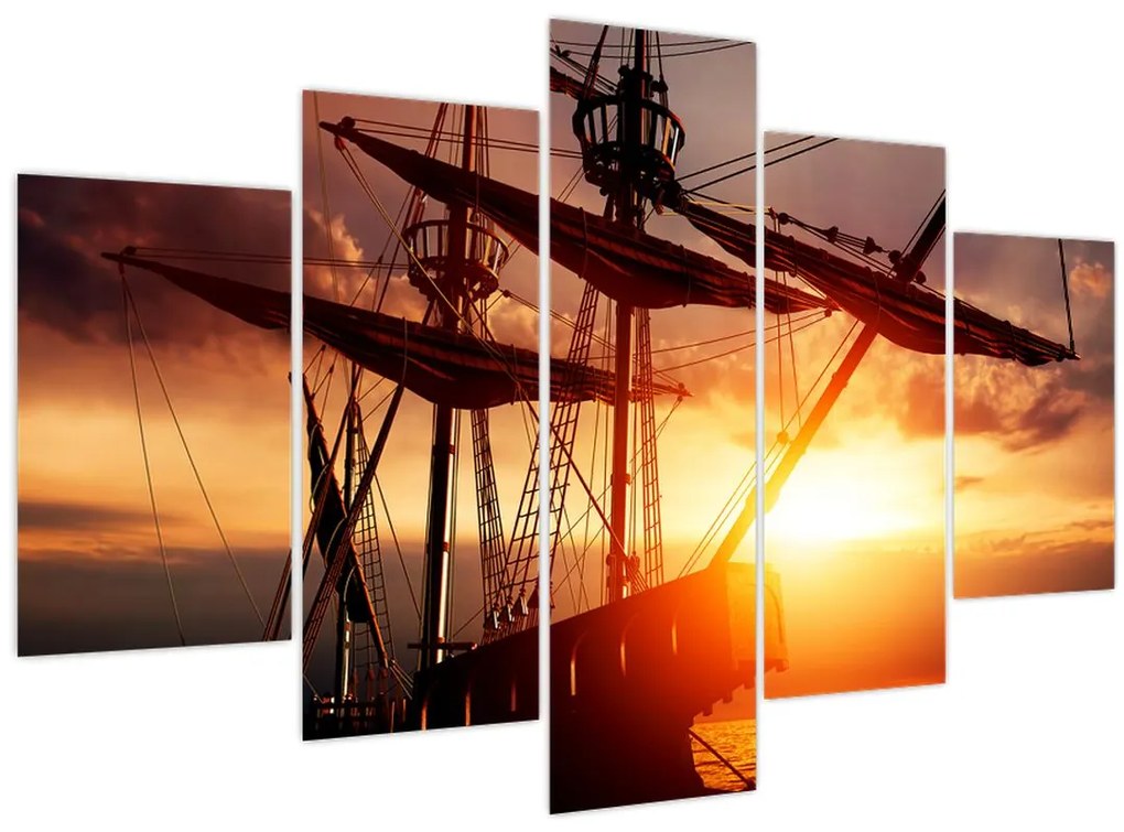 Obraz - Staroveká pirátska loď (150x105 cm)