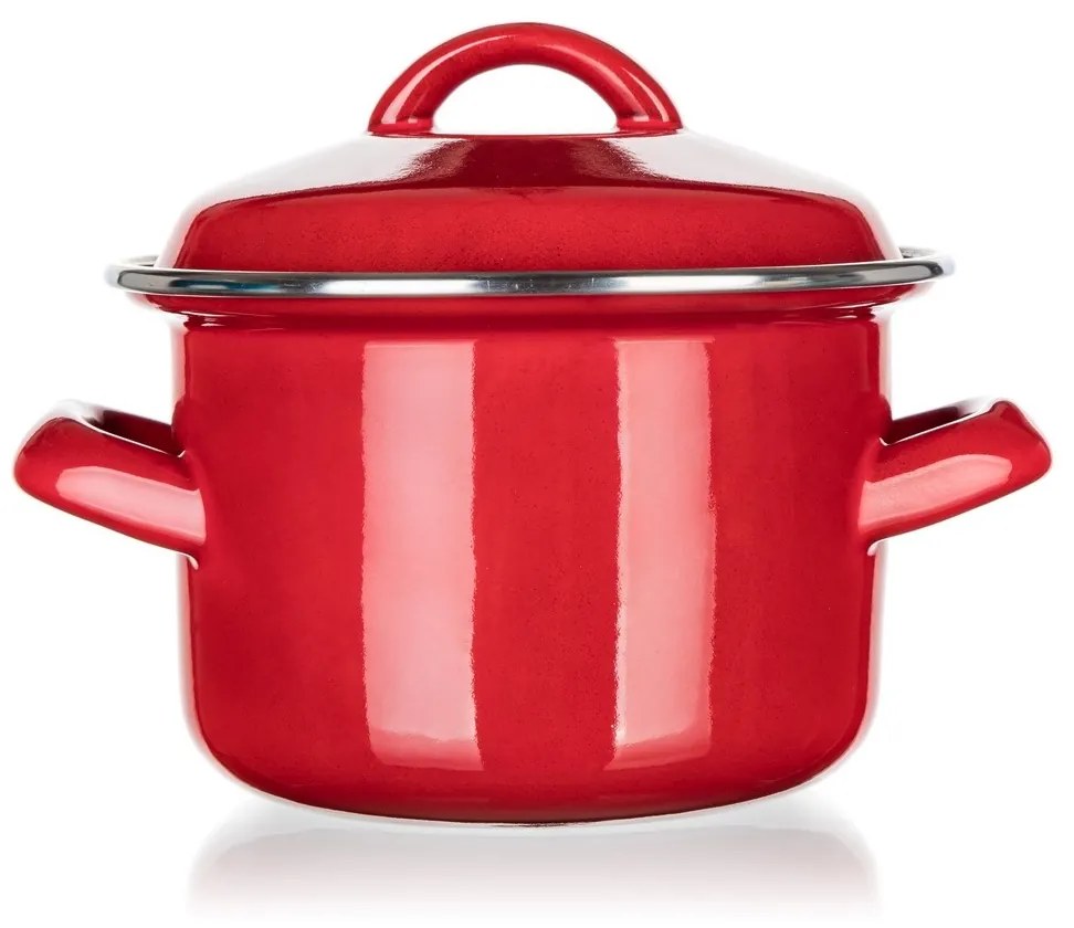 Banquet Smaltovaný hrniec s pokrievkou Milton red, 12 cm, 0,78 l, 12 cm
