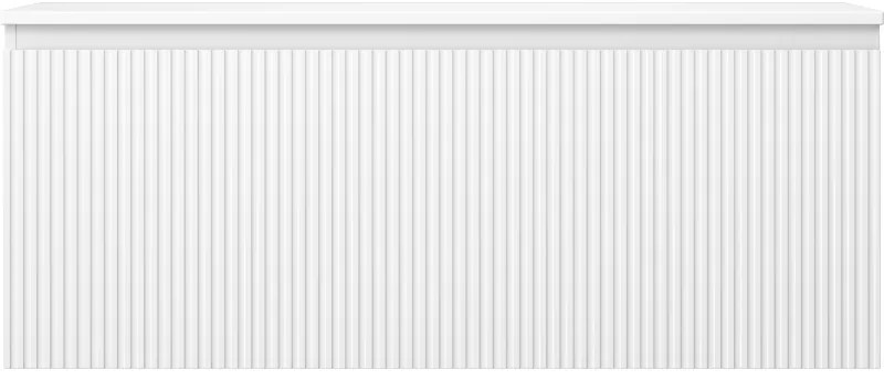 Mexen Rivel, kúpeľňová skrinka pod umývadlo 120 cm s hornou časťou, 1 zásuvka, drážkovaná, biela matná, 91A20-12047-1-BFC01