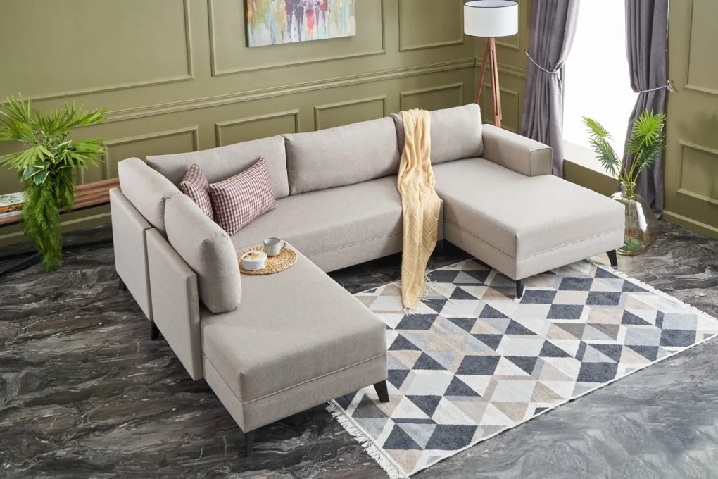 Rohová rozkladacia pohovka Eris krémová