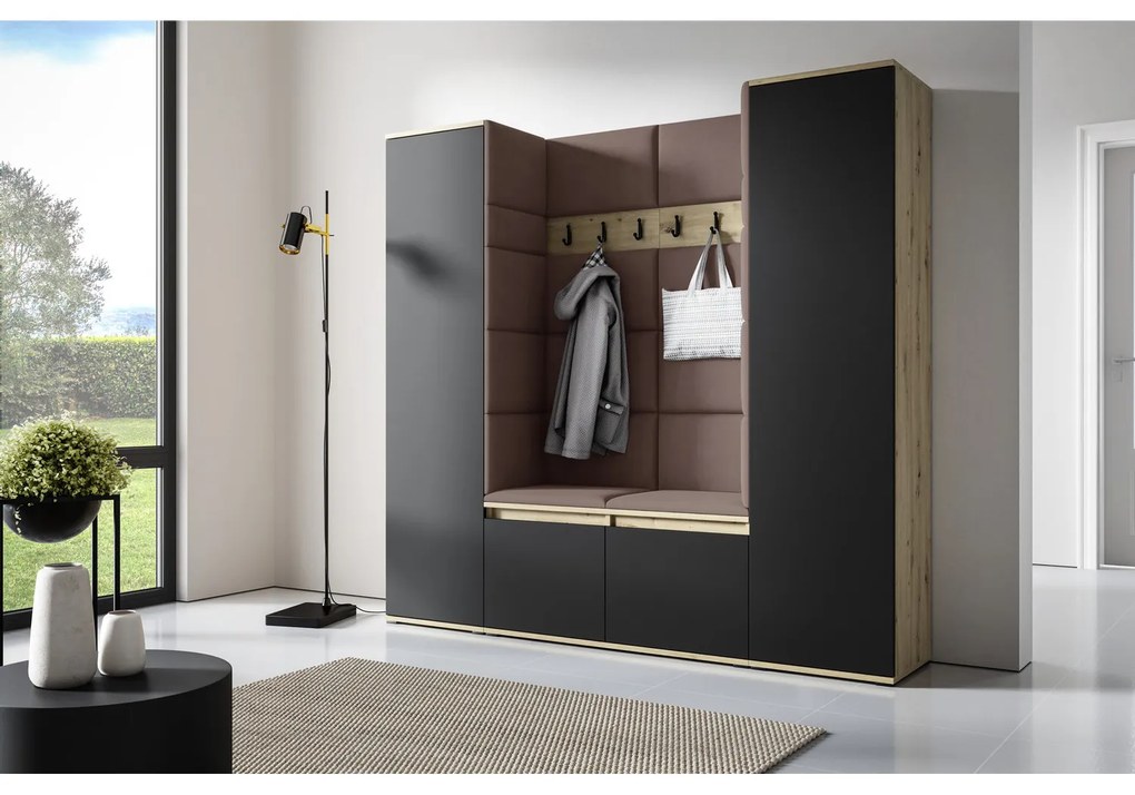 Predsieňová stena AMI 31 Bez zrkadla Dub artisan + čierna Kakao