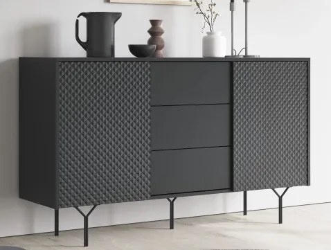 Komoda so zásuvkami Raven, čierna%