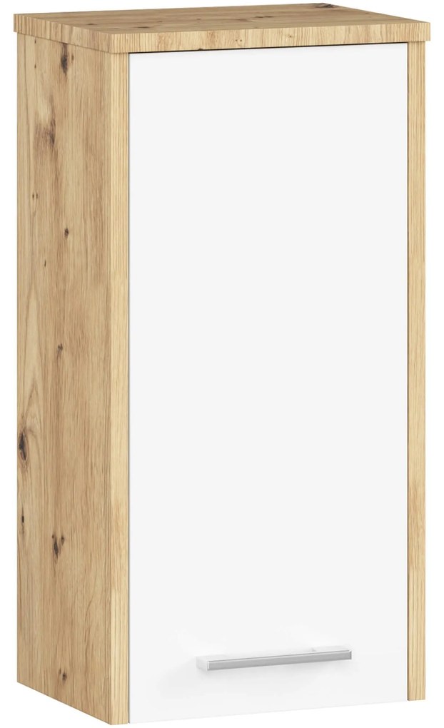 Závesná kúpeľňová skrinka Fin 30 cm dub artisan/biela