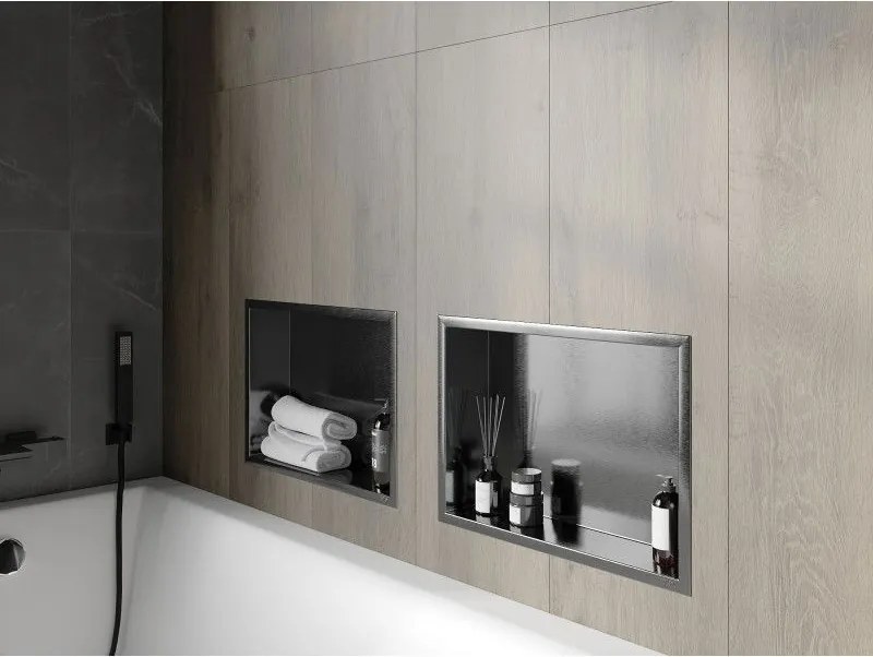 Mexen X-Wall-R, polica na zapustenie s prírubou  45 x 30 cm, grafitová matná - 19E0453010