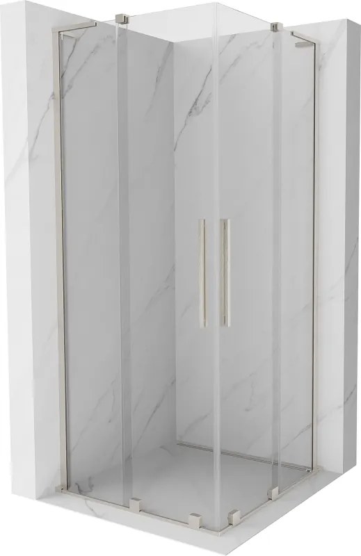 Mexen Velar L Duo, sprchový kút s posuvnými dverami 100 x 100 cm, 8mm číre sklo, brúsená oceľ, 871-100-100-02-03-97