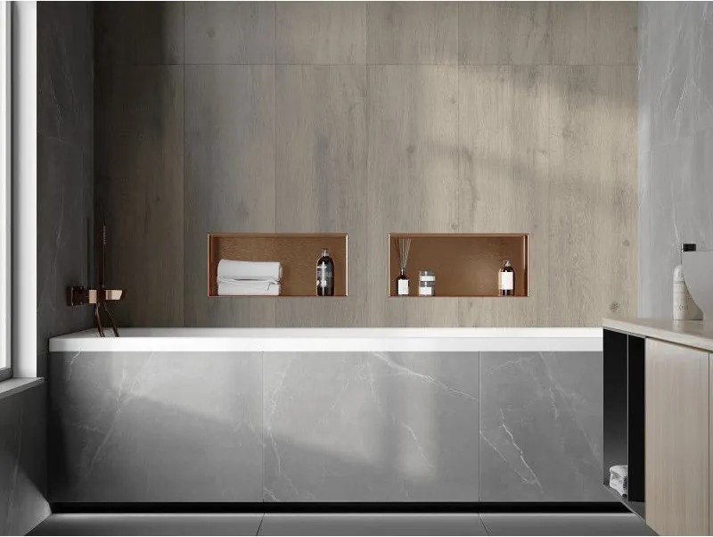 Mexen X-Wall-NR, polica na zapustenie bez príruby 45 x 20 cm, medená matná - 19C1452010