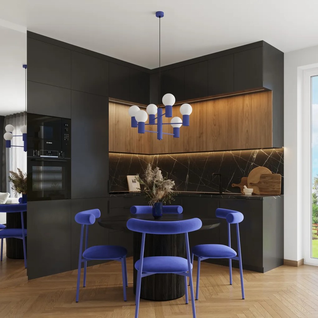 Luster Halo, 6x biele sklenené tienidlo, bl