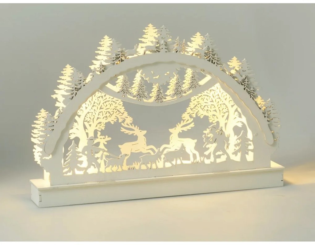 Vianočná LED dekorácia Zimný les, 29 x 4,5 x 19 cm, 6 LED, teplá biela
