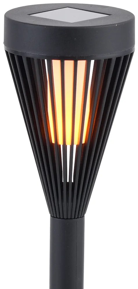 Ecolamp Exteriérové solárne svietidlo Flame, 1x čierne plastové tienidlo
