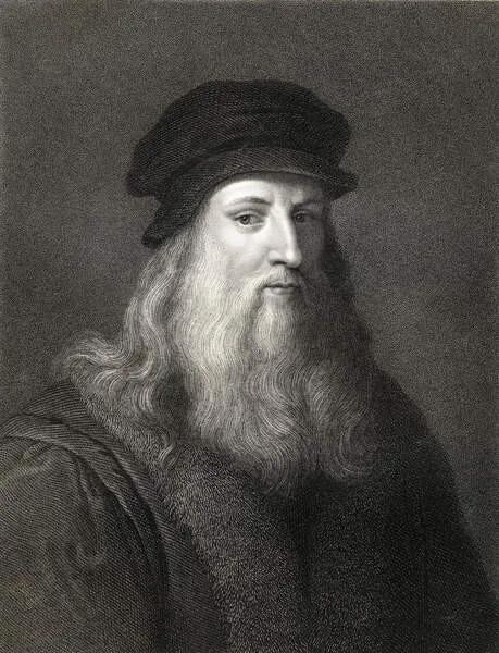 Fotografia Leonardo da Vinci  engraving), English School,
