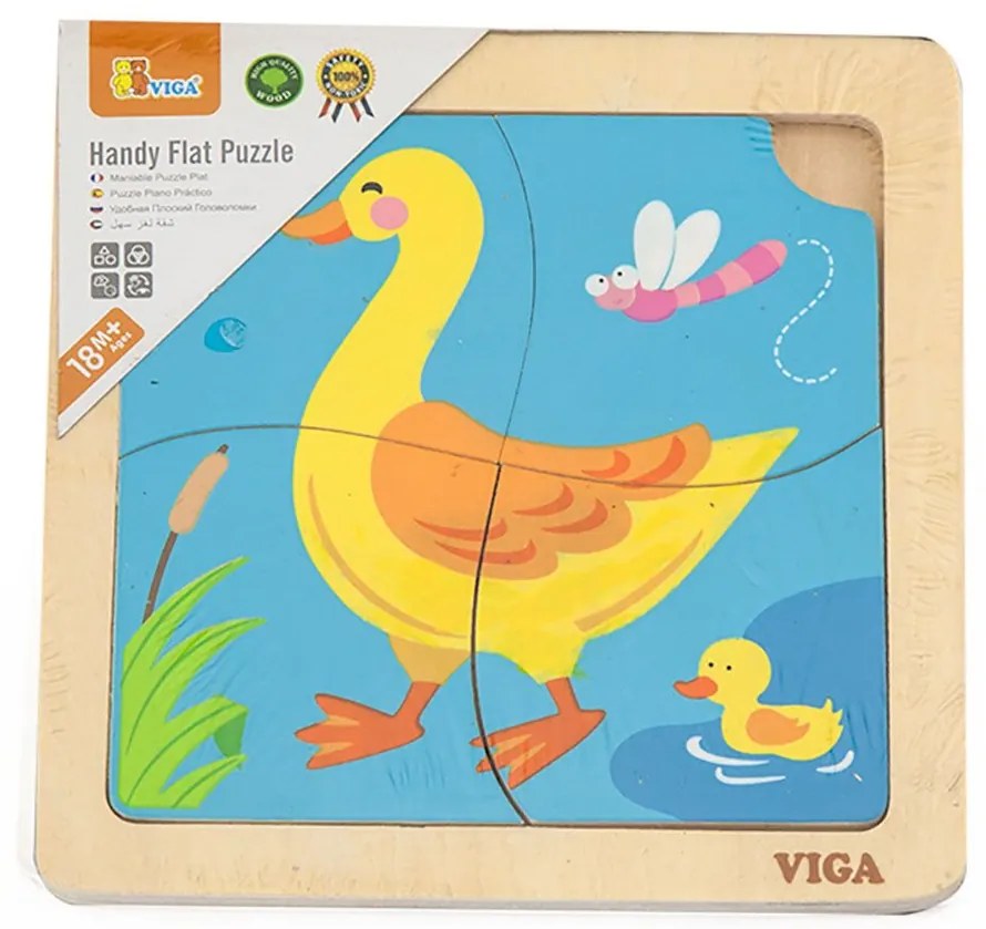Drevené puzzle pre najmenších Viga 4 ks Kačička