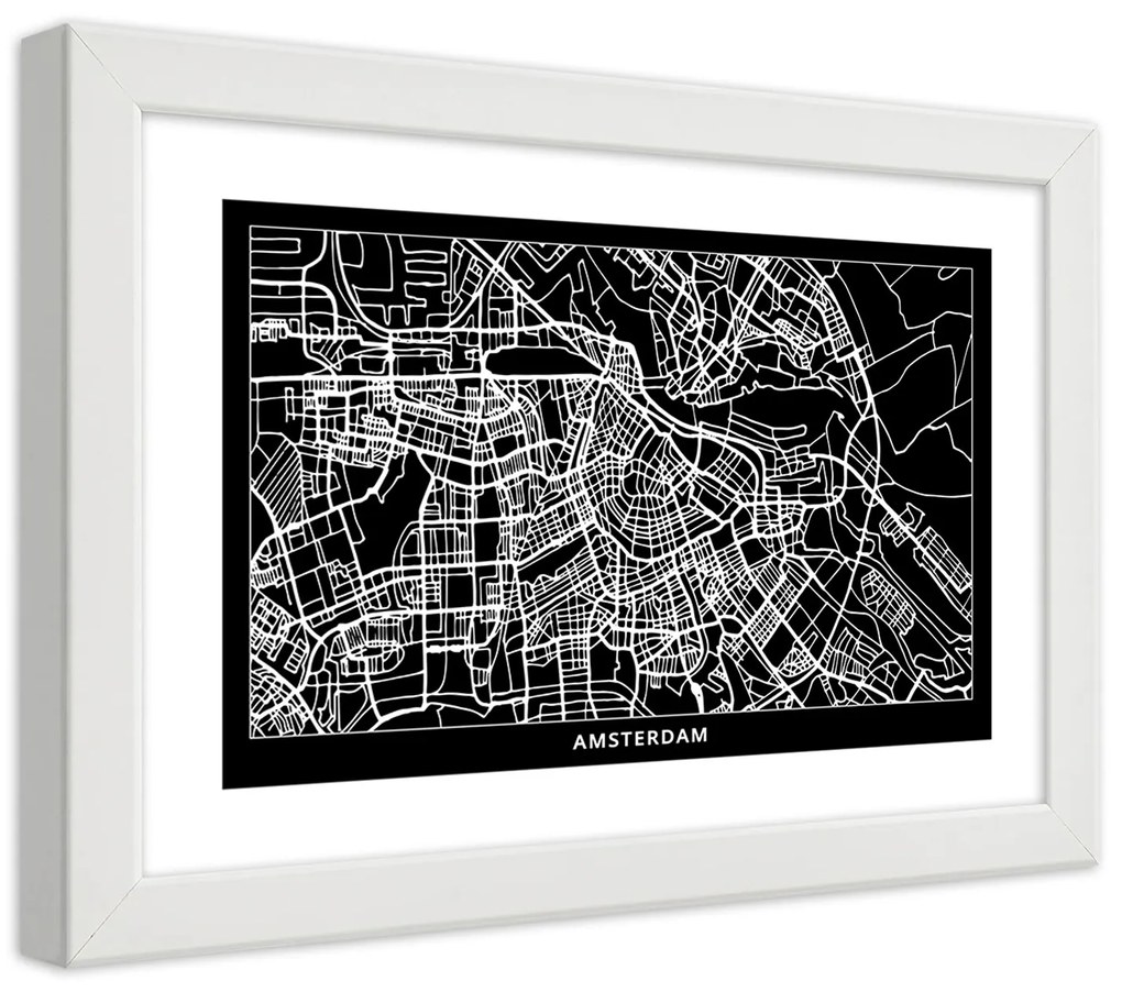 Gario Plagát Plán mesta Amsterdam Farba rámu: Bez rámu, Rozmery: 100 x 70 cm