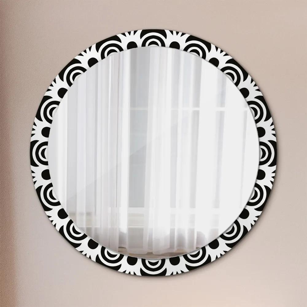 Okrúhle ozdobné zrkadlo Čierna geometrická ozdoba fi 100 cm