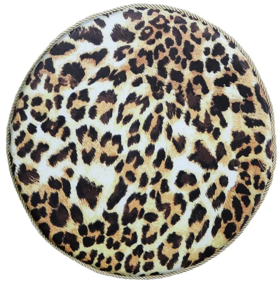 Okrúhly zamatový podsedák s motívom leopardej kože - Ø 40 * 3cm