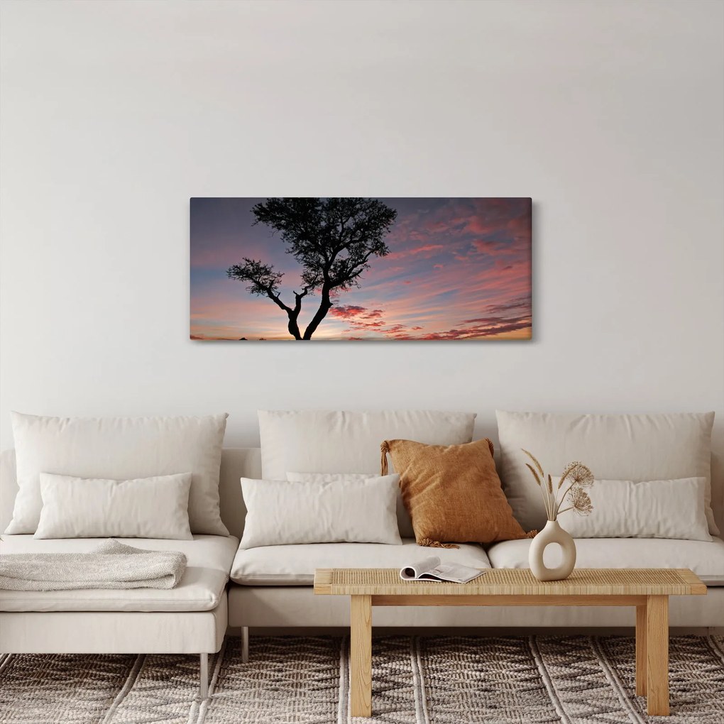 Obraz - Strom a červánky (120x50 cm)